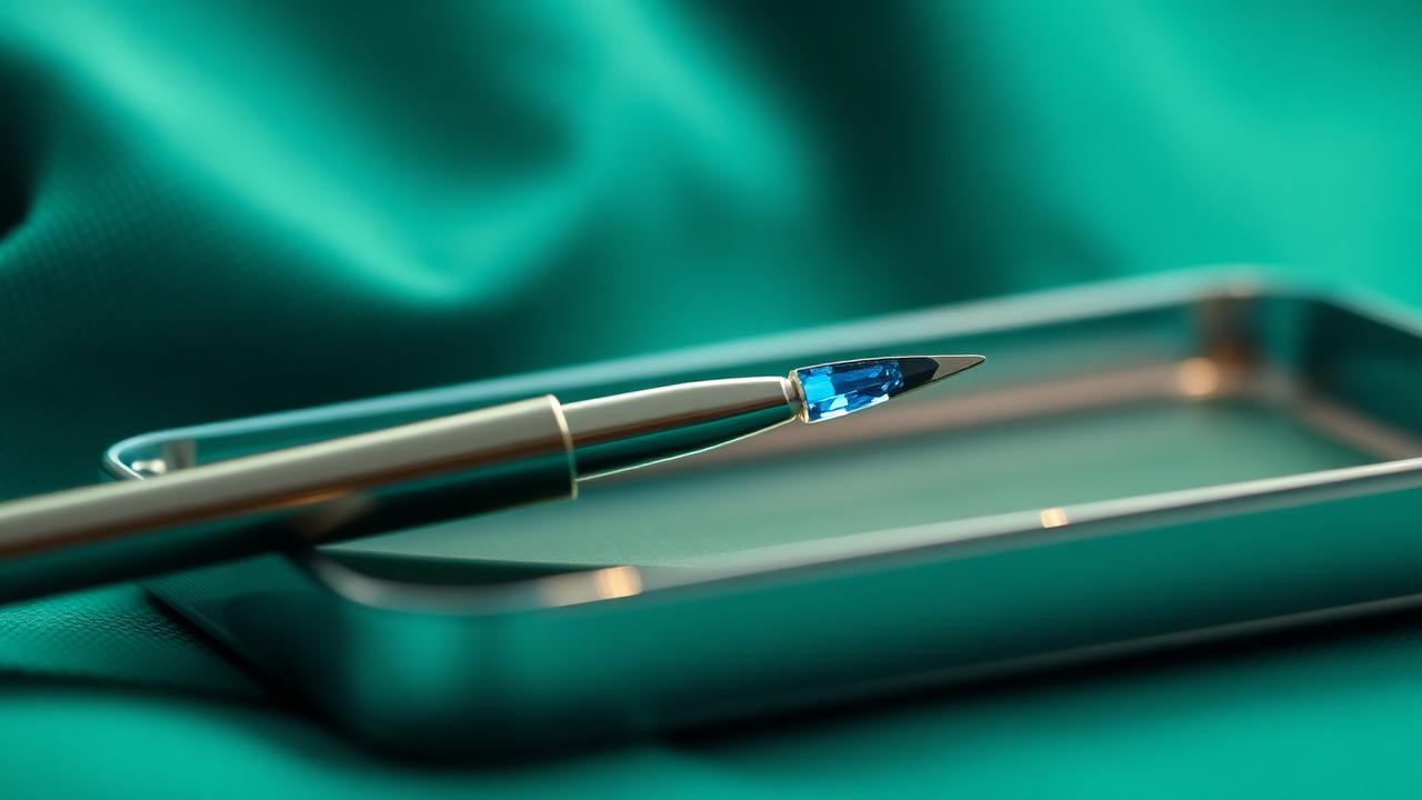 Steril tepsi üzerinde safir uçlu mikro bıçak
